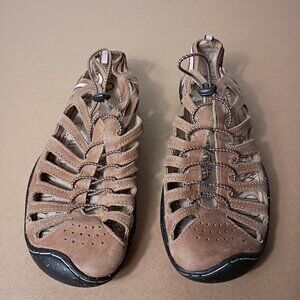 Jambu Bath Barefoot Womens Leather Sandal Water Shoes 9.5M Tan Brown JBU